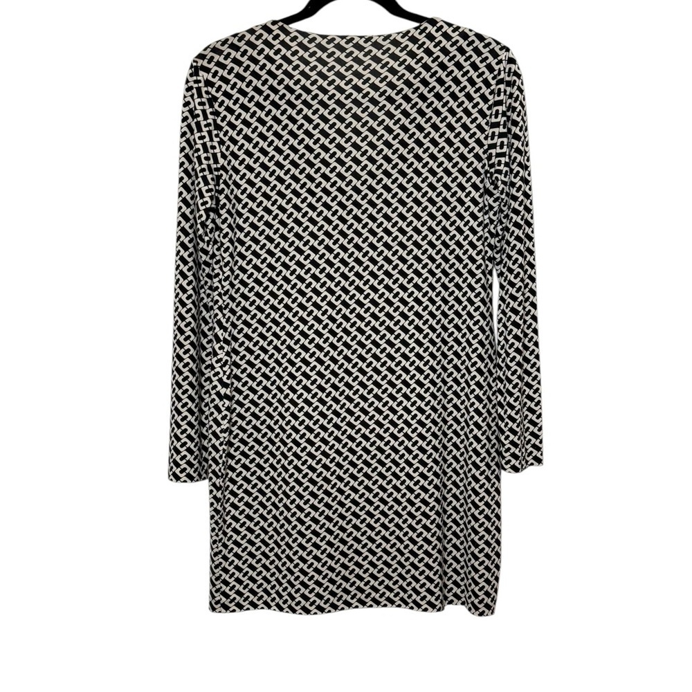DVF Diane Von Furstenberg Dress Size 4 Black White Chain Link Silk - Picture 14 of 16
